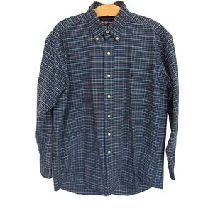 Ralph Lauren Mens Blue Plaid Cotton Button Down Shirt Long Sleeve Size Medium
